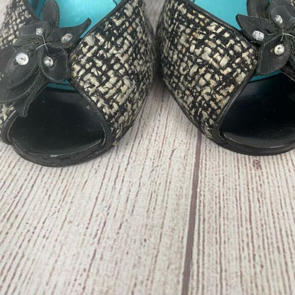 Steven madden black and white tweed open toe high heels sz 7.5 - Picture 5 of 11